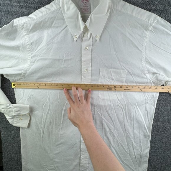 Brooks Brothers Button Up White Cotton Blend Stretch Madison 17 34/35 Adult - Picture 5 of 16